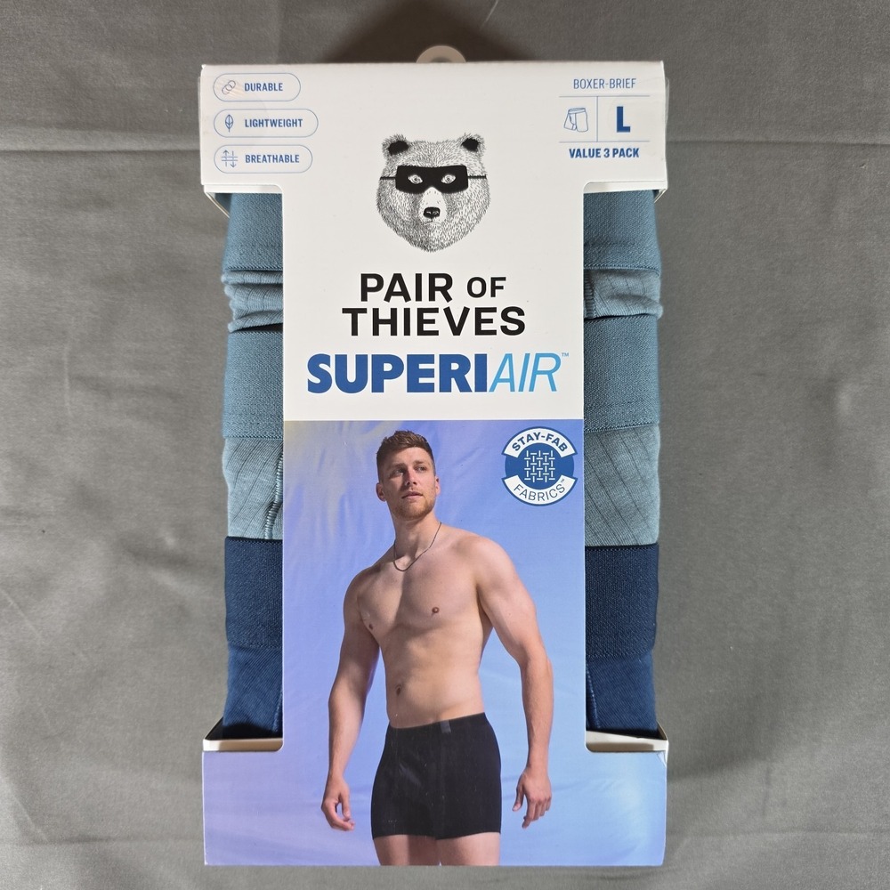 Pair of Thieves Men's 3pk SuperiAir Boxer Briefs  Size L Multicolor Lightweight